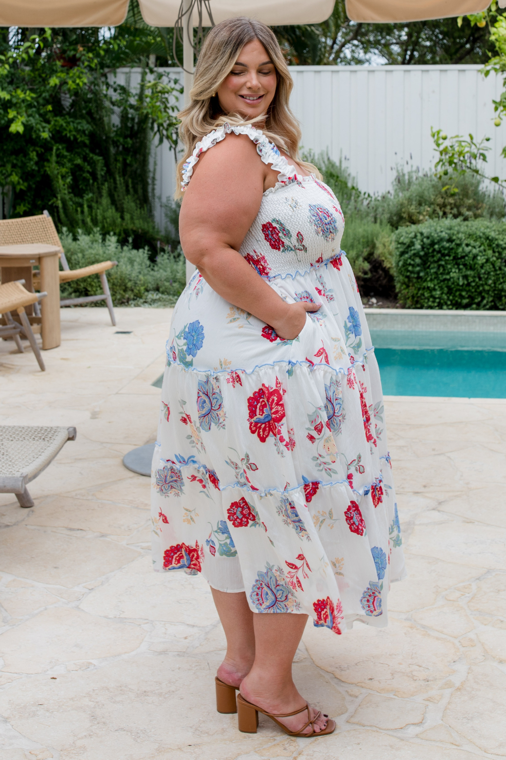 Keeley Midi Dress Moroccan Sun Print White