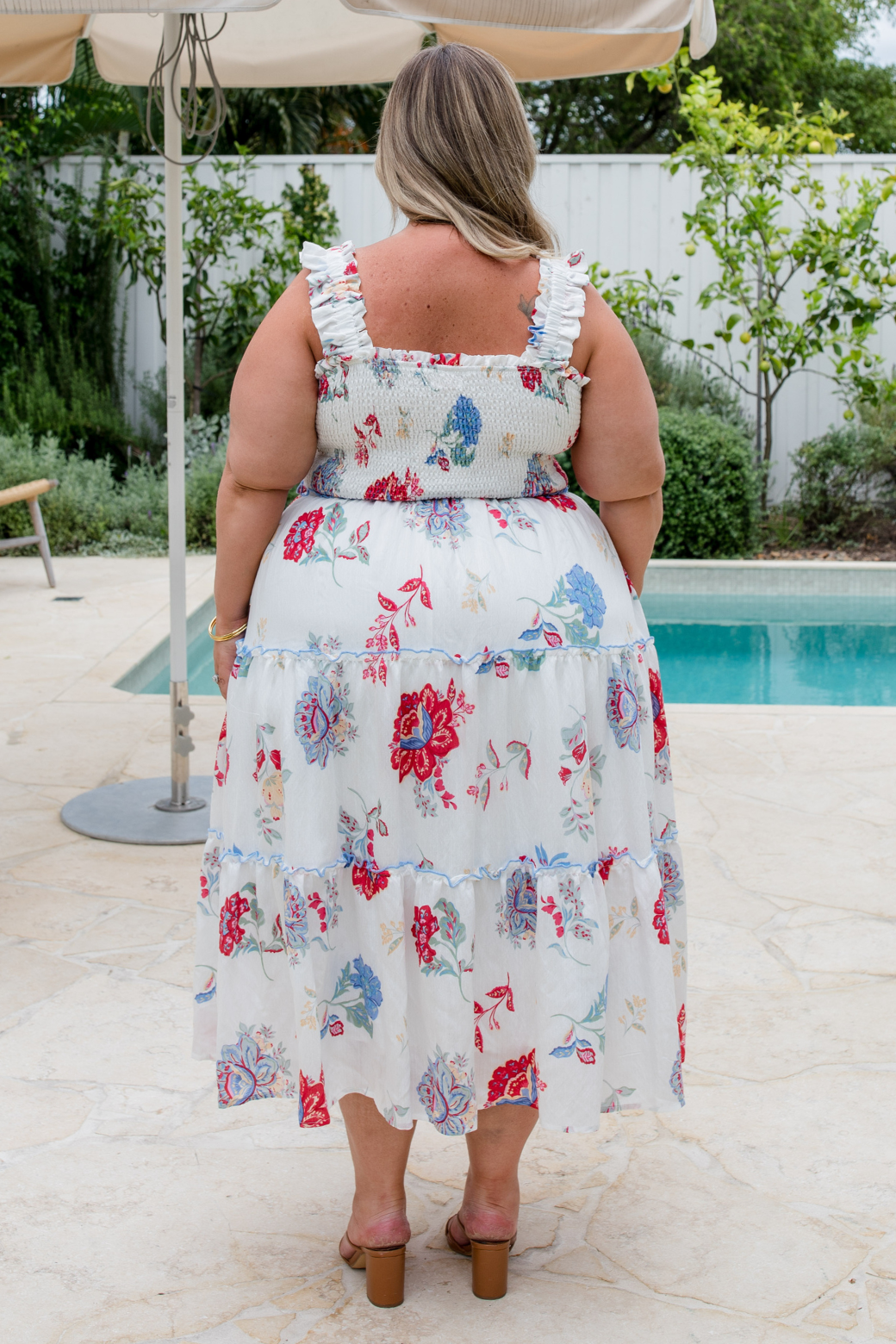 Keeley Midi Dress Moroccan Sun Print White