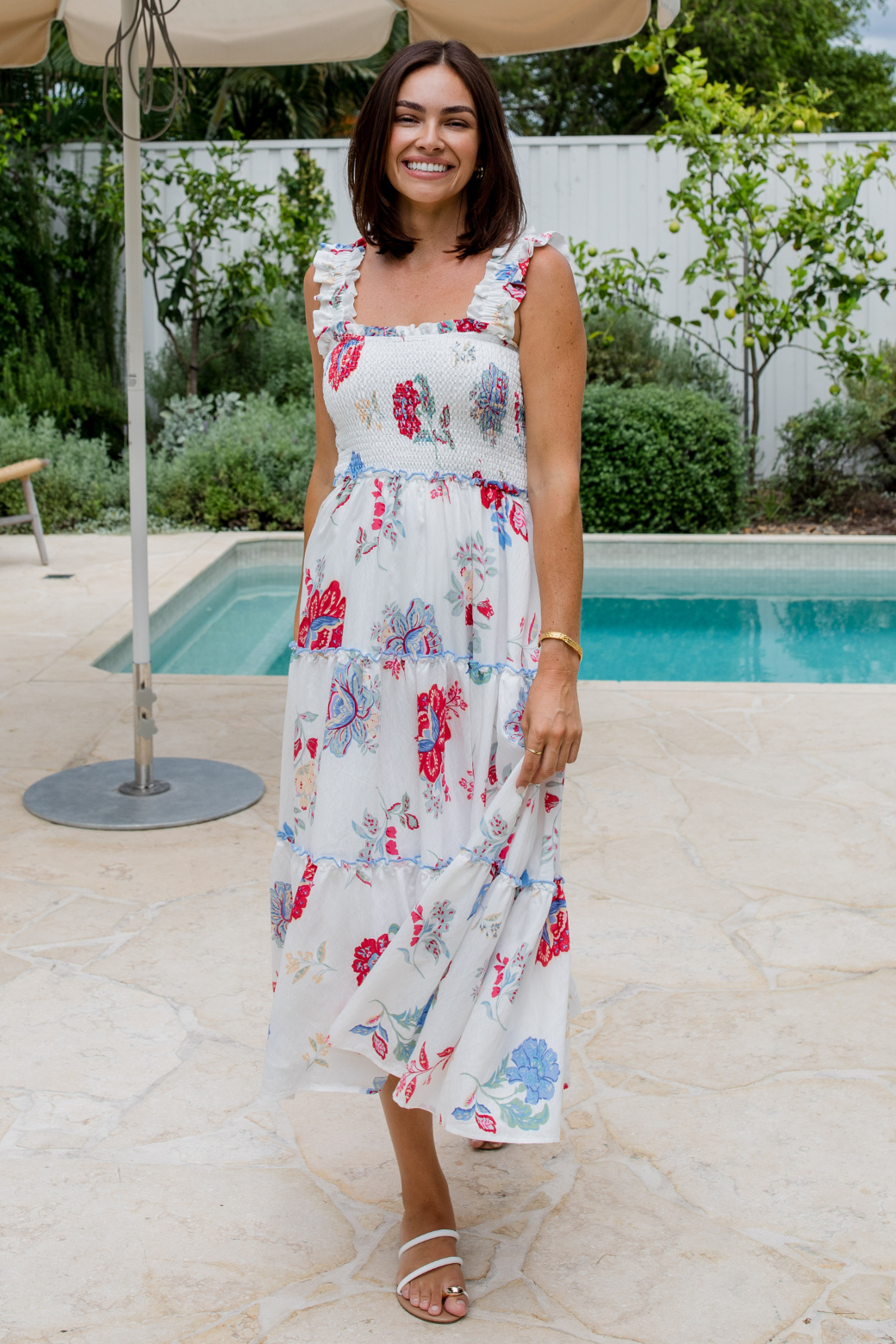 Keeley Midi Dress Moroccan Sun Print White