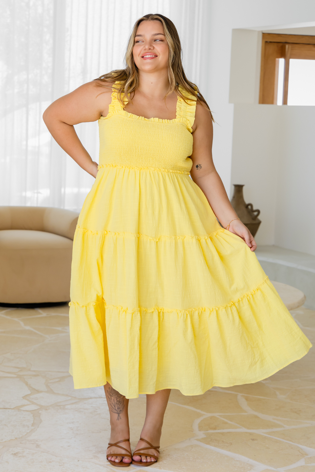 Keeley Midi Dress Butter Yellow