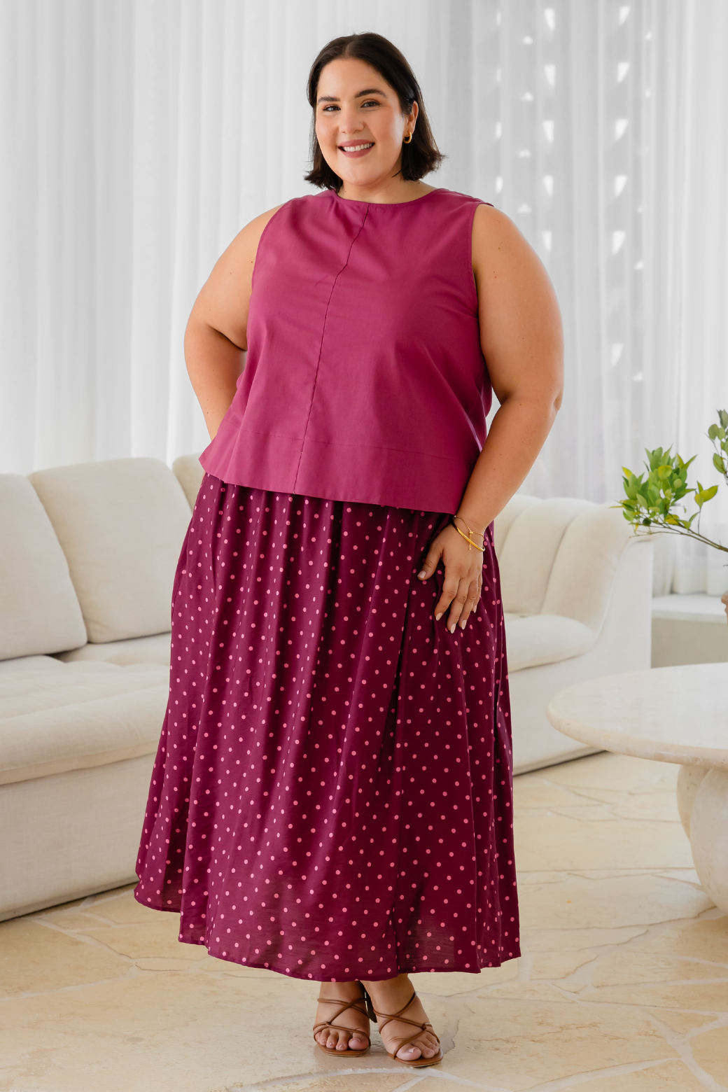 Kelly Midi Skirt Burgundy Mini Spot