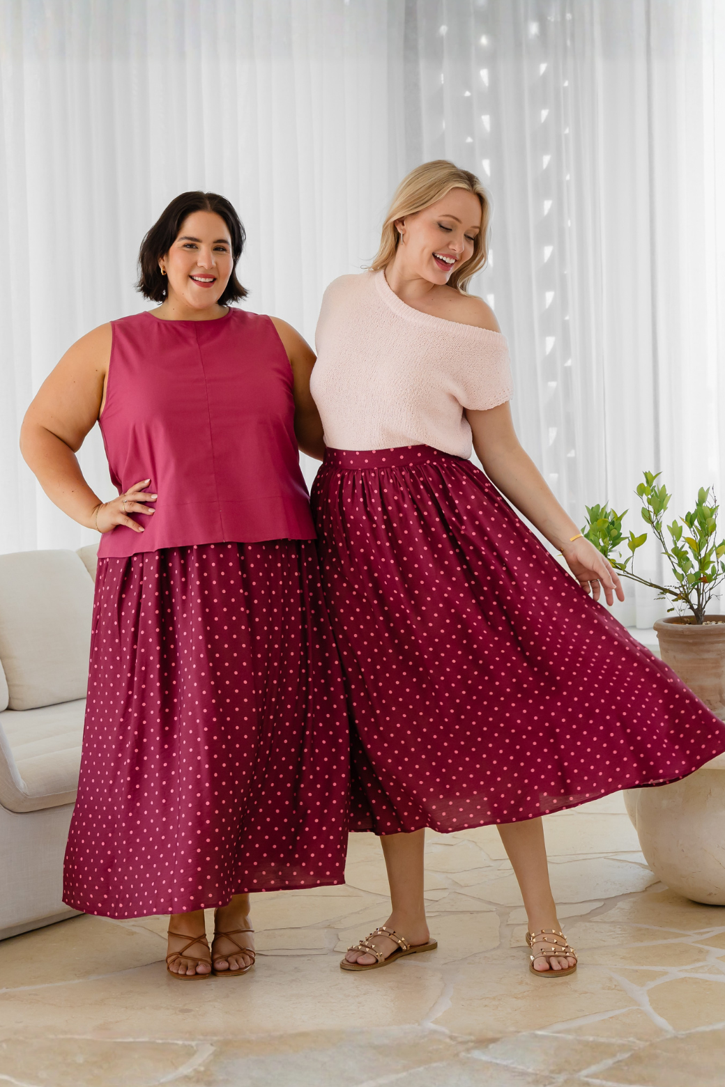 Kelly Midi Skirt Burgundy Mini Spot