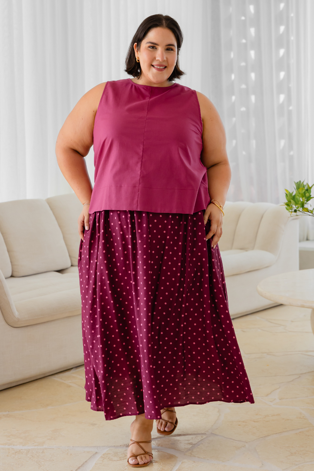 Kelly Midi Skirt Burgundy Mini Spot