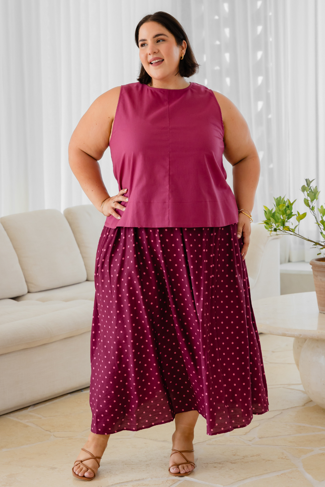 Kelly Midi Skirt Burgundy Mini Spot