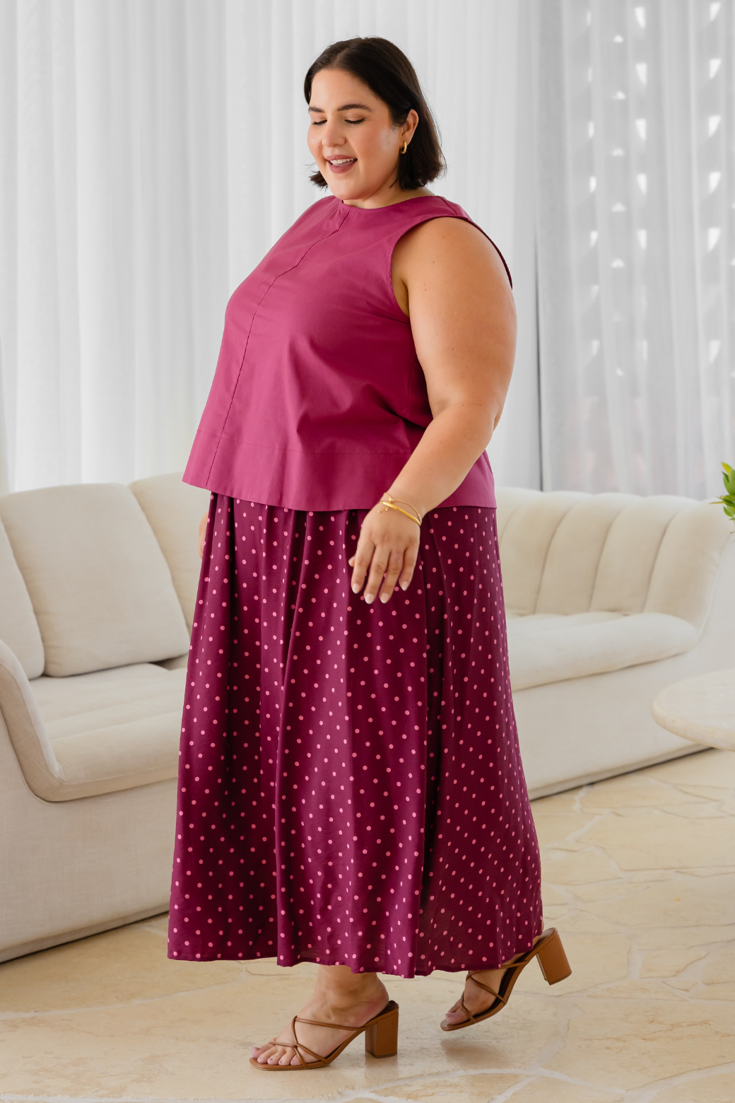 Kelly Midi Skirt Burgundy Mini Spot
