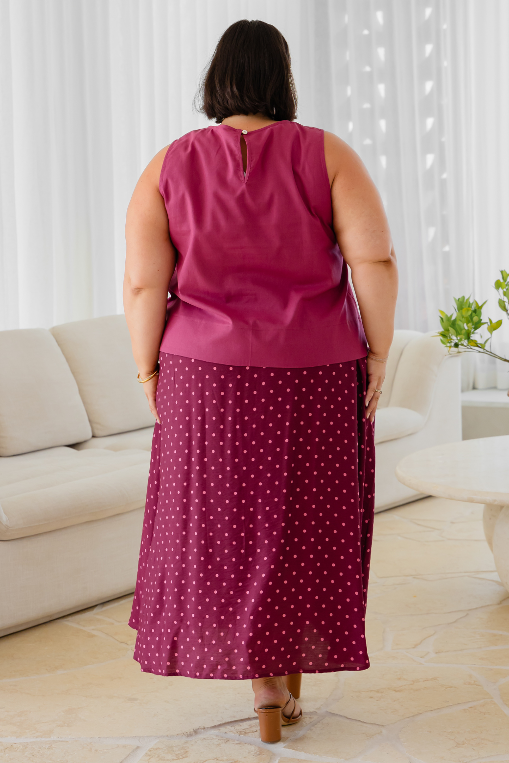 Kelly Midi Skirt Burgundy Mini Spot