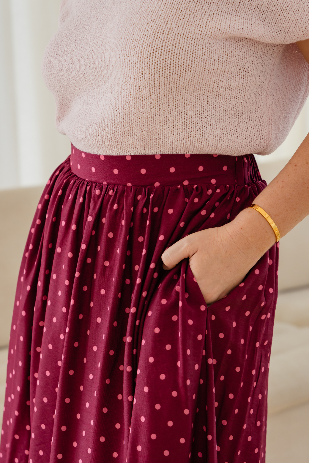 Kelly Midi Skirt Burgundy Mini Spot