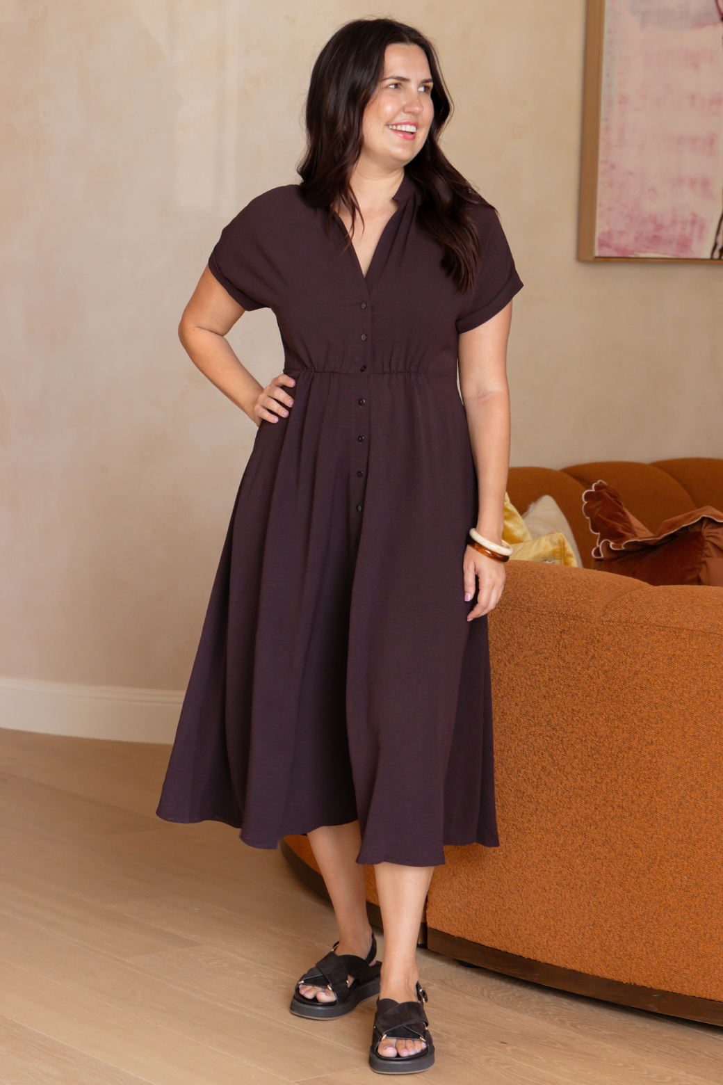 Kendal Midi Dress Bitter Chocolate
