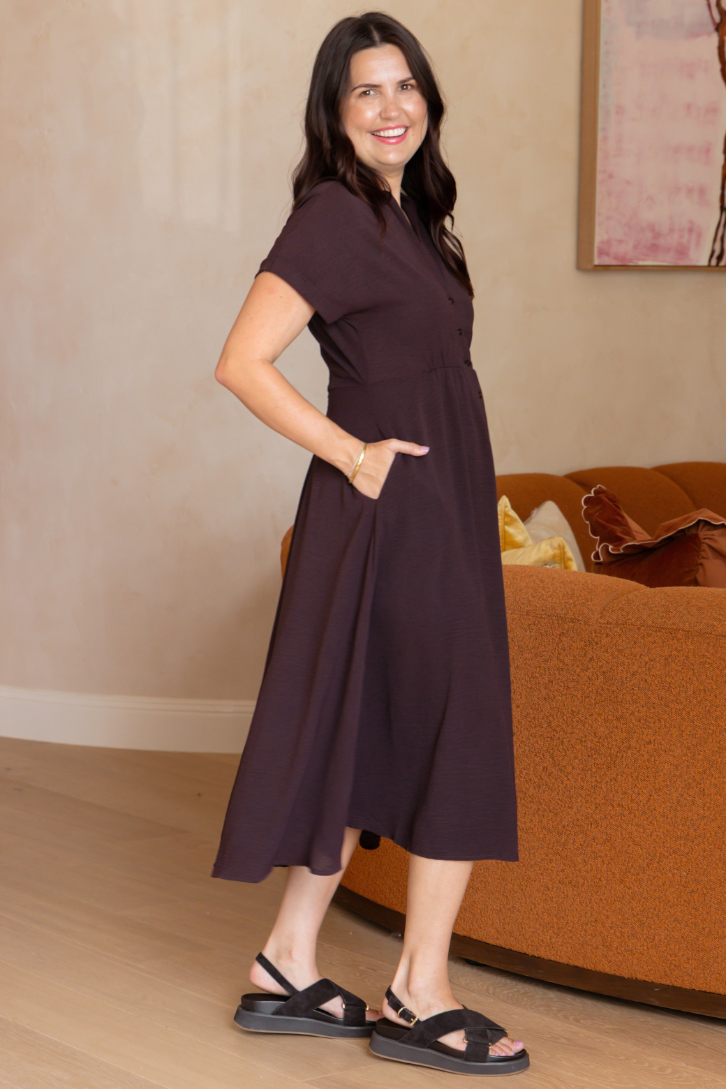 Kendal Midi Dress Bitter Chocolate