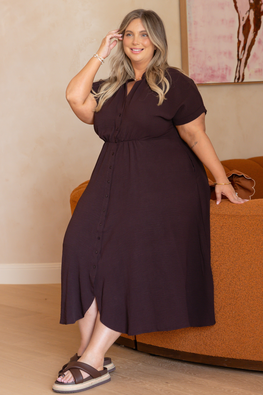 Kendal Midi Dress Bitter Chocolate