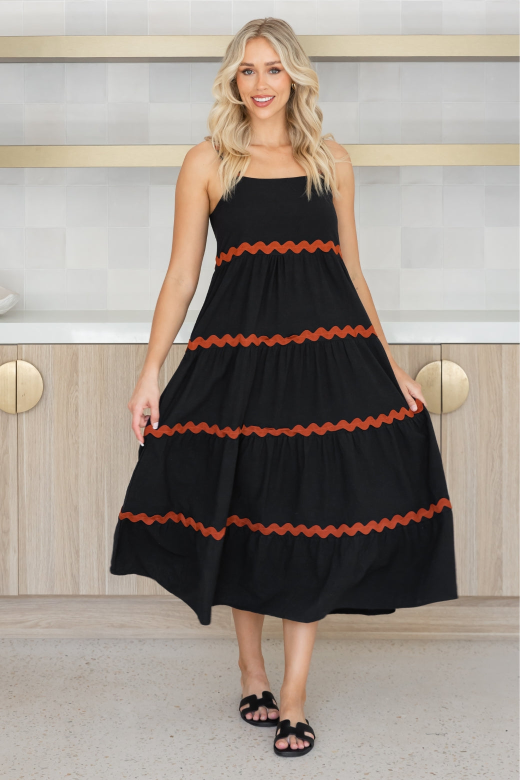 Kiki Maxi Dress Black Rust Ric Rac