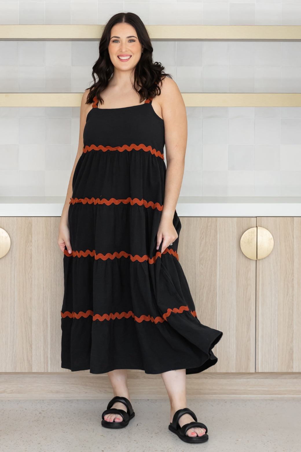 Kiki Maxi Dress Black Rust Ric Rac