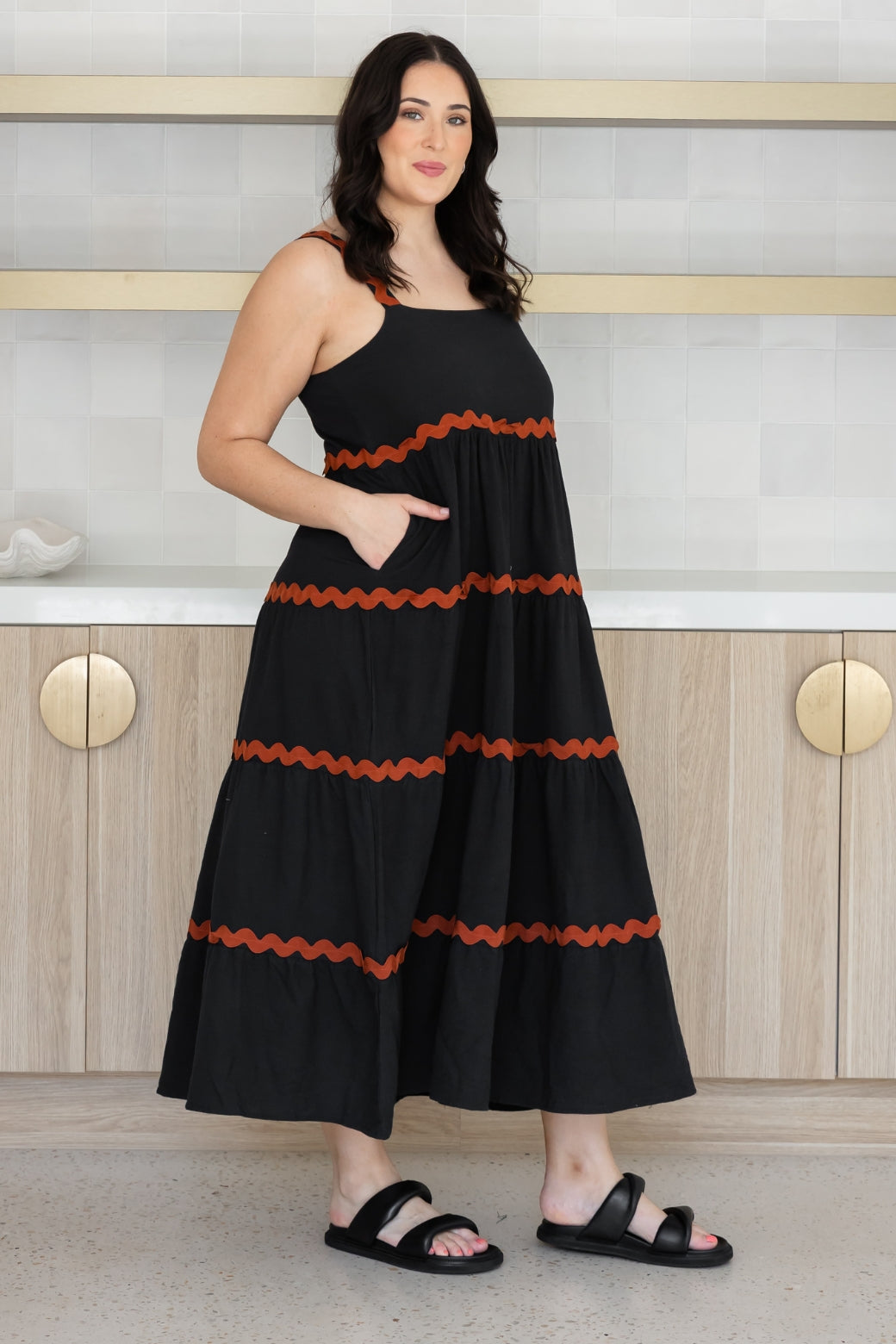 Kiki Maxi Dress Black Rust Ric Rac