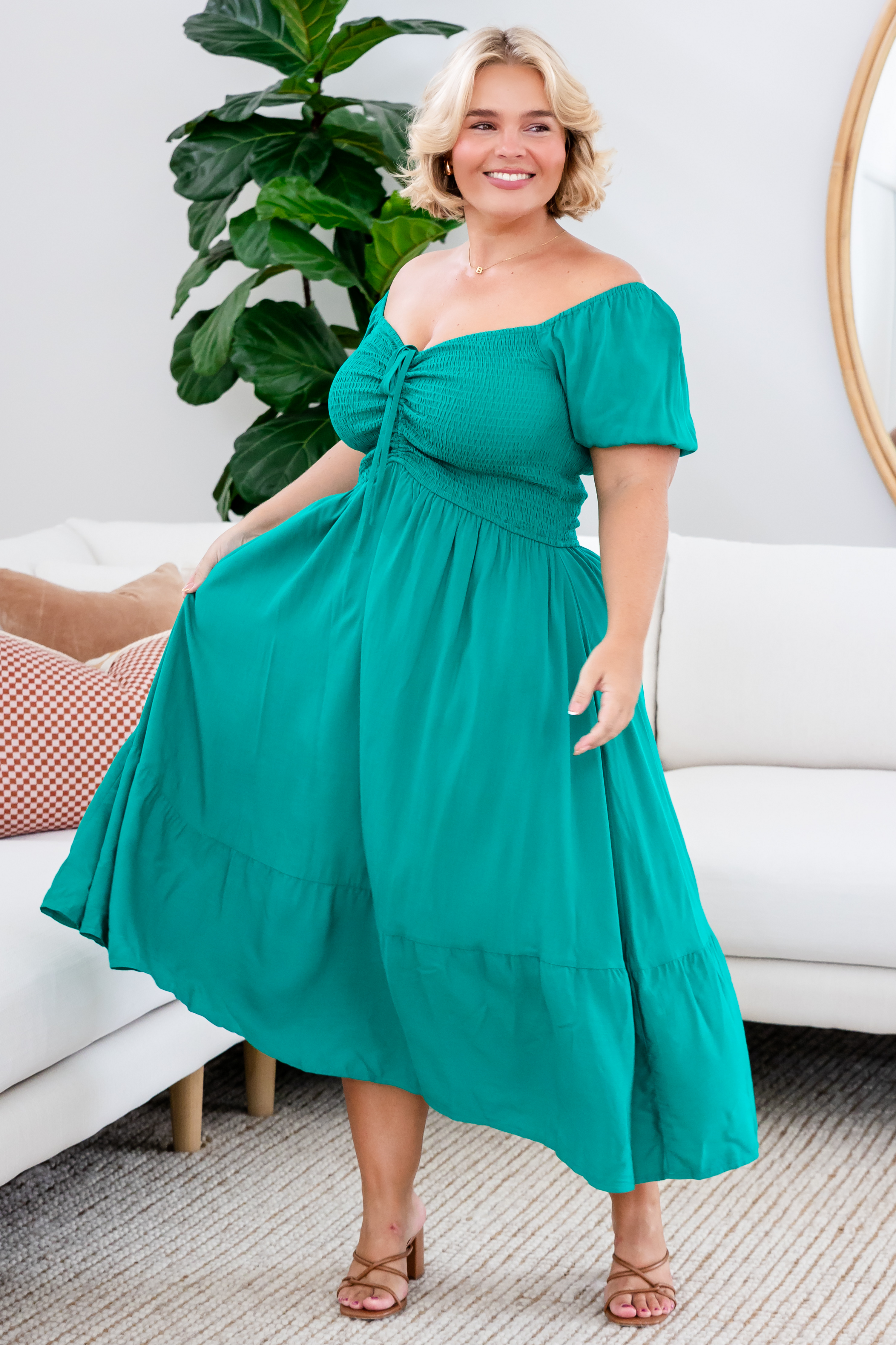 Final Sale | Kimba Midi Dress Dark Jade