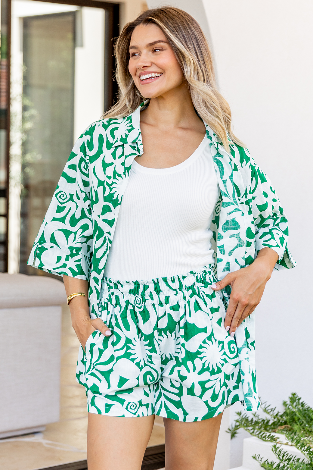Kos Shirt Emerald Solstice Print Green