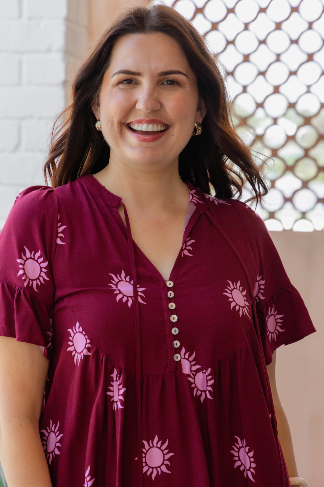 Kristy Dress Sun Print Burgundy