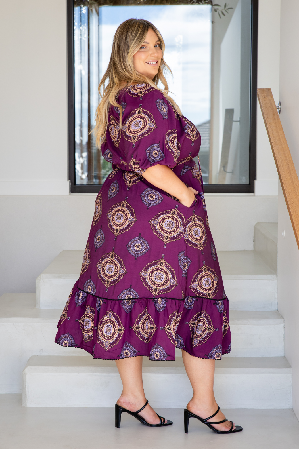 Kylie Midi Dress Zara Print Plum