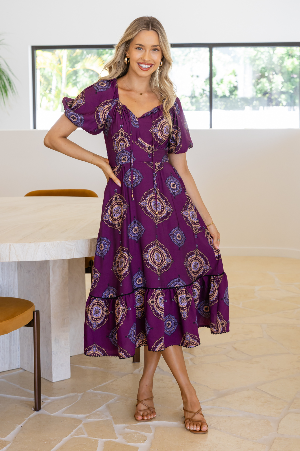 Kylie Midi Dress Zara Print Plum