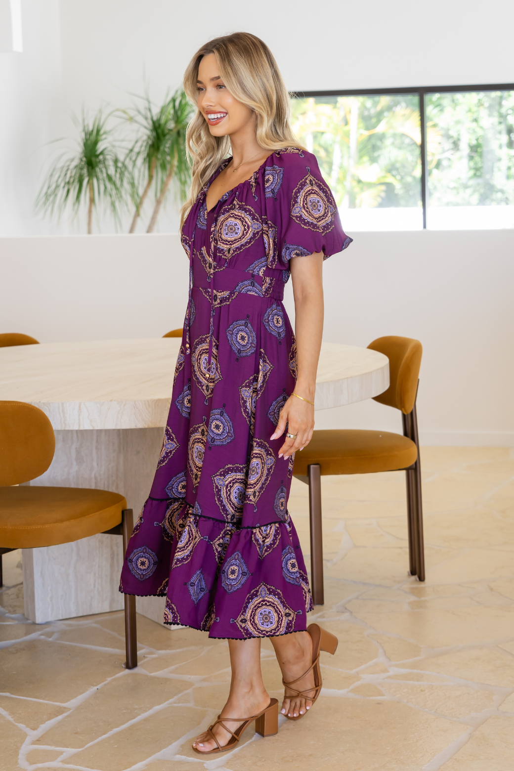 Kylie Midi Dress Zara Print Plum