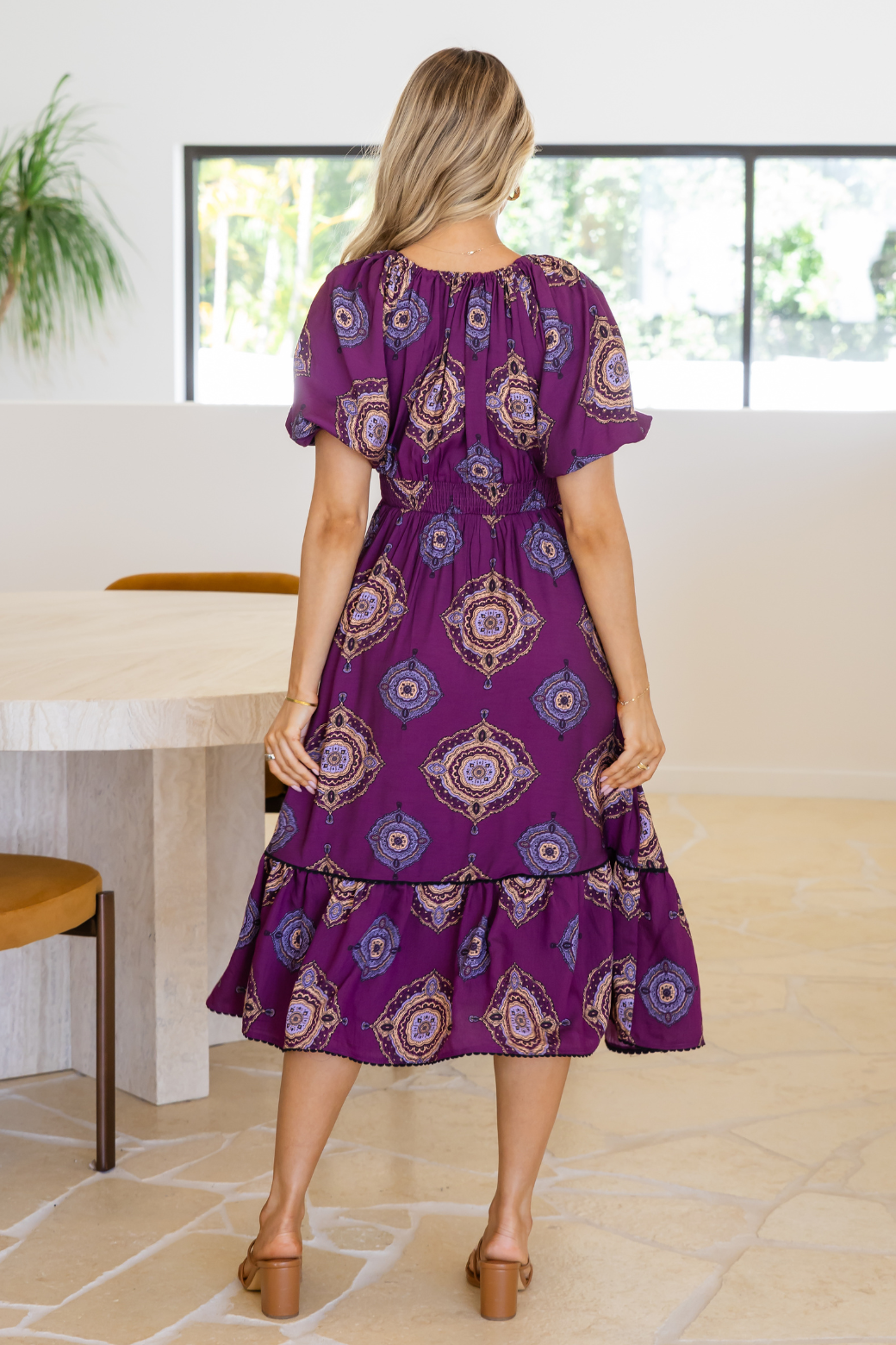 Kylie Midi Dress Zara Print Plum