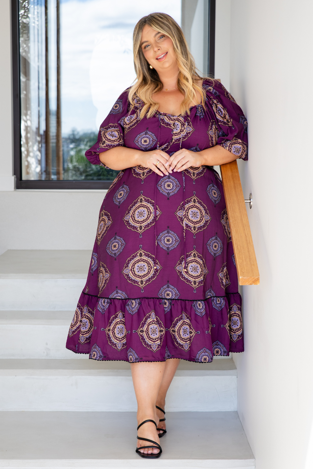 Kylie Midi Dress Zara Print Plum