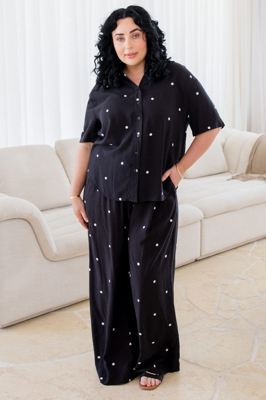 LaBrea Shirt Black White Mini Spot