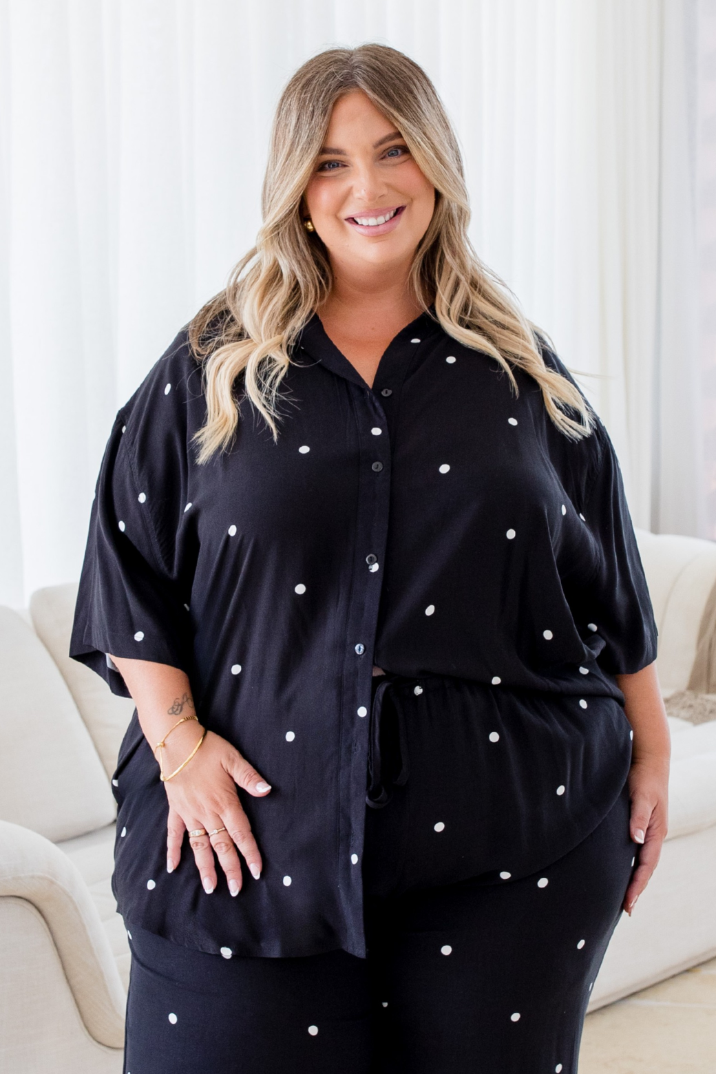 LaBrea Shirt Black White Mini Spot