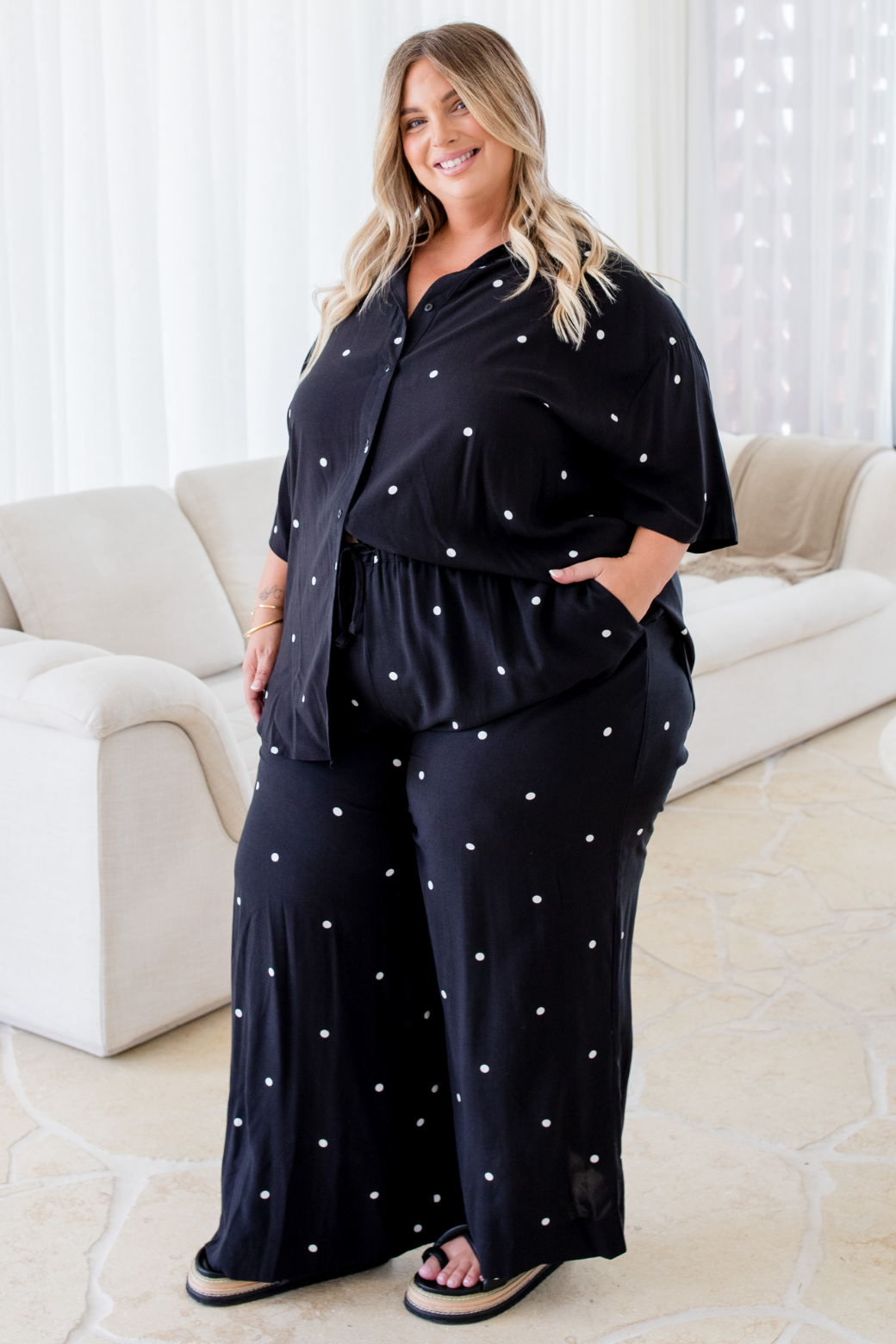 LaBrea Shirt Black White Mini Spot