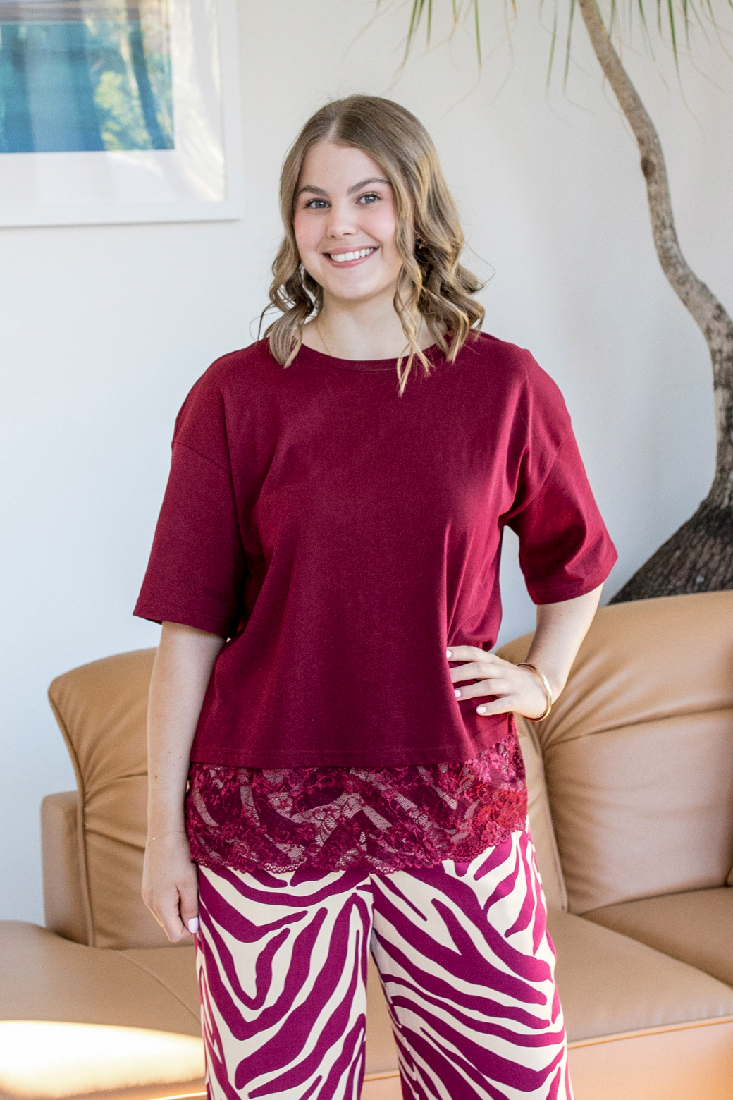 Lacey Top Burgundy