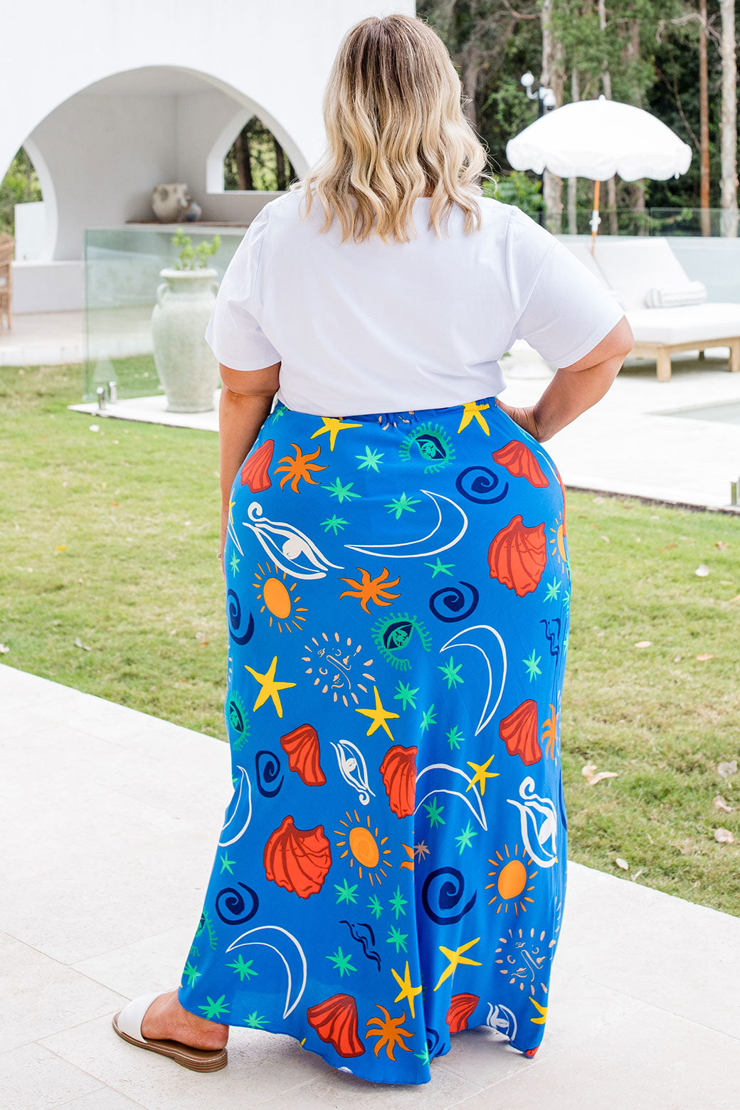 Lani Maxi Skirt Seaside Print Blue