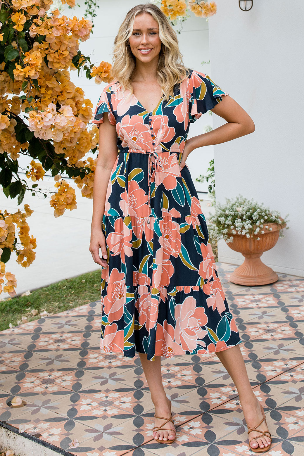 Lilah Midi Dress Amalfi Print Multi
