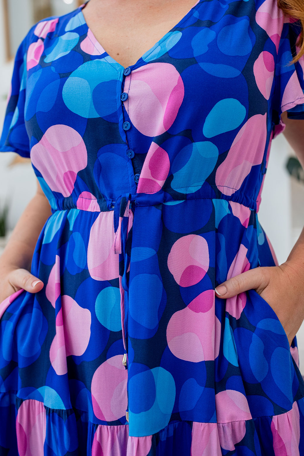 Lilah Midi Dress Pebbles Print Blue