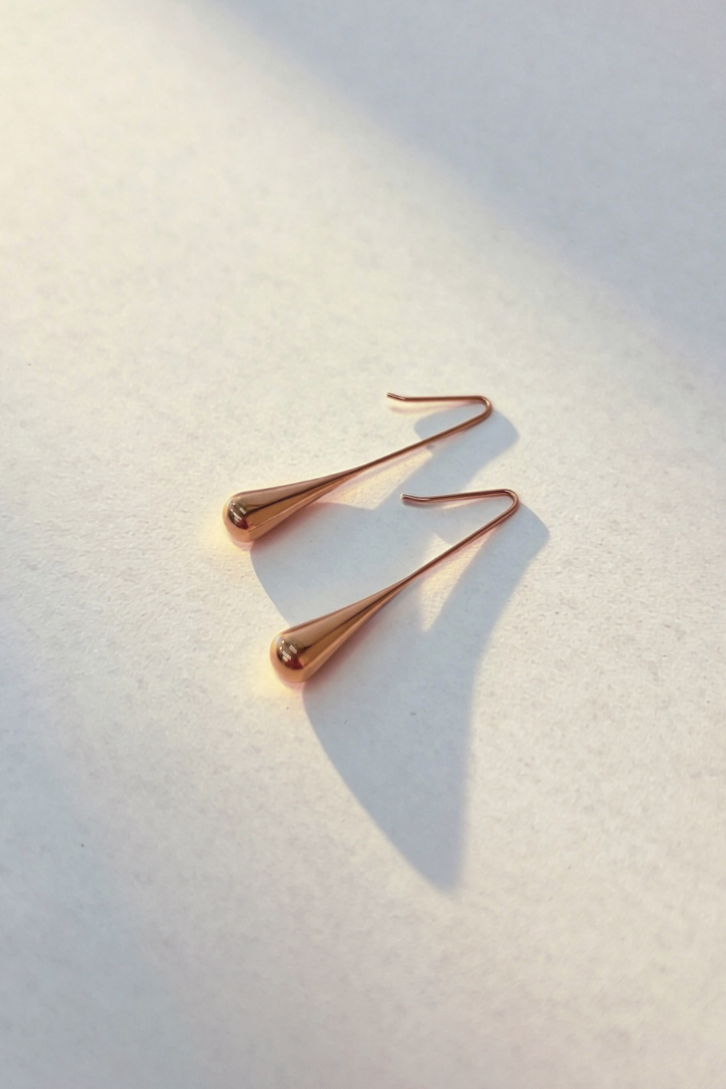Long Tear Drop Earring Rose Gold