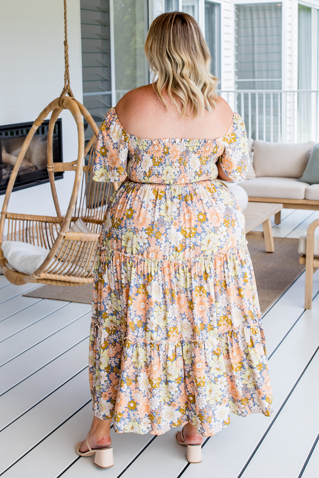 Mustard floral print clearance dress
