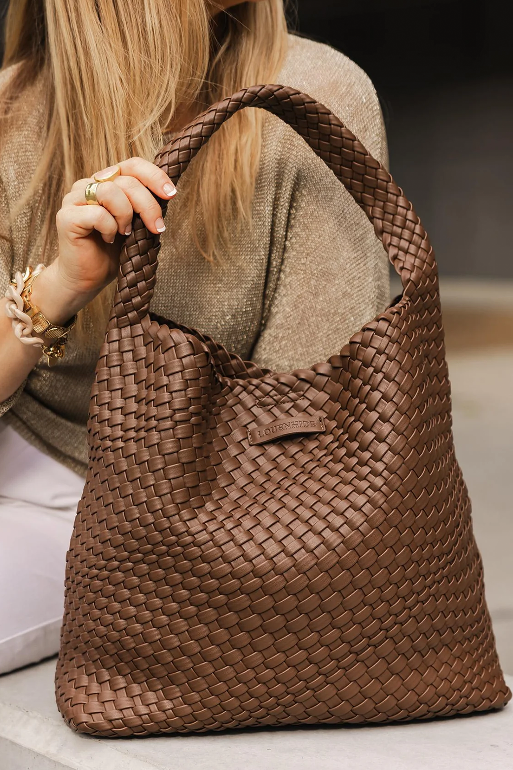Louenhide Gabby Woven Shoulder Bag Chocolate