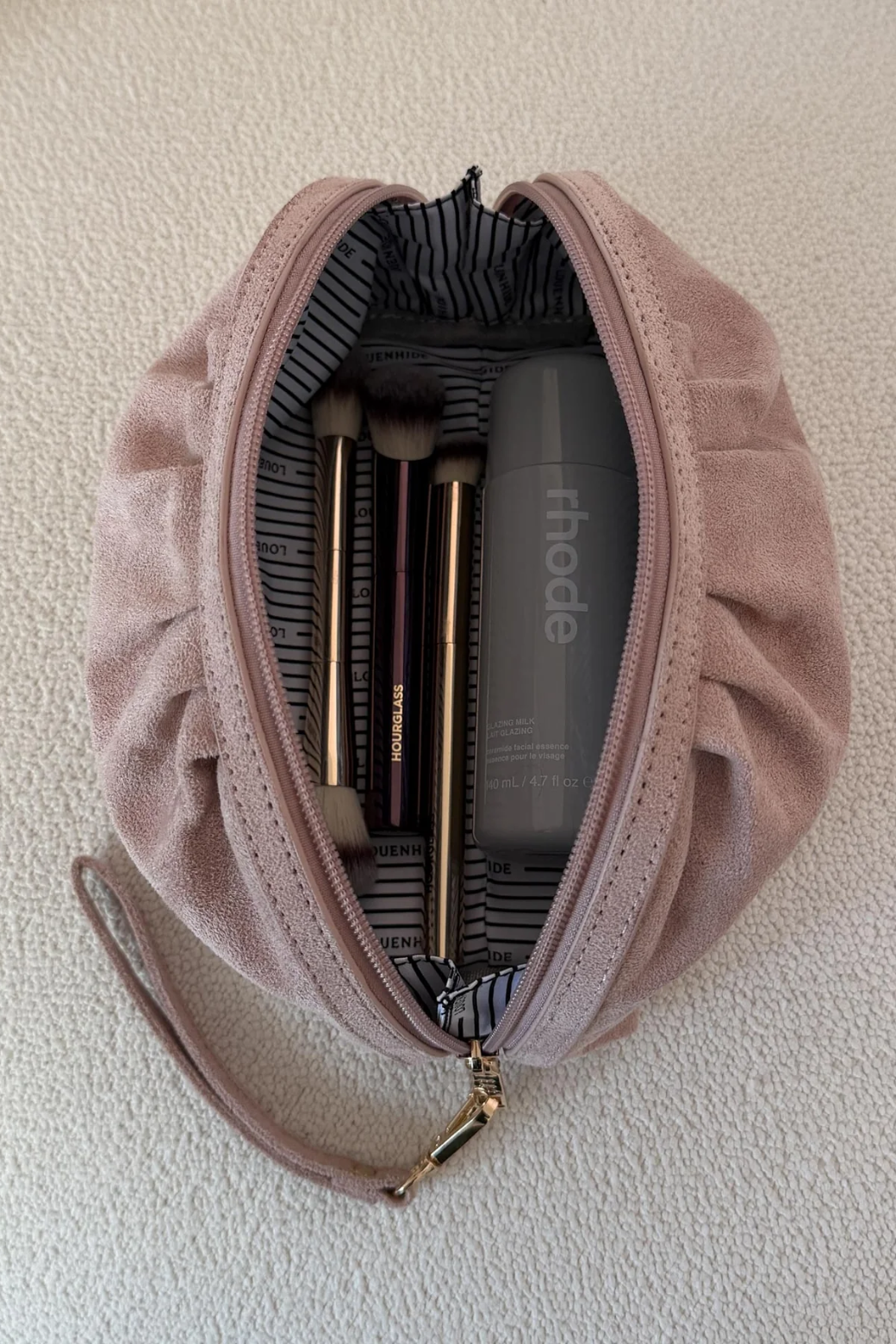 Louenhide Sarski Suedette Makeup Bag Pale Pink
