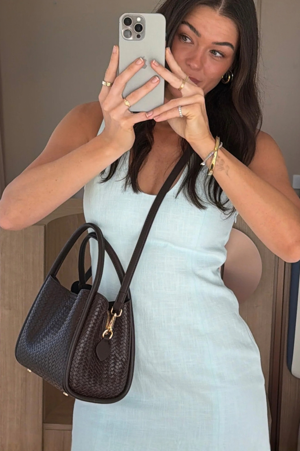 Louenhide Steffie Mini Tote Bag Woven Chocolate