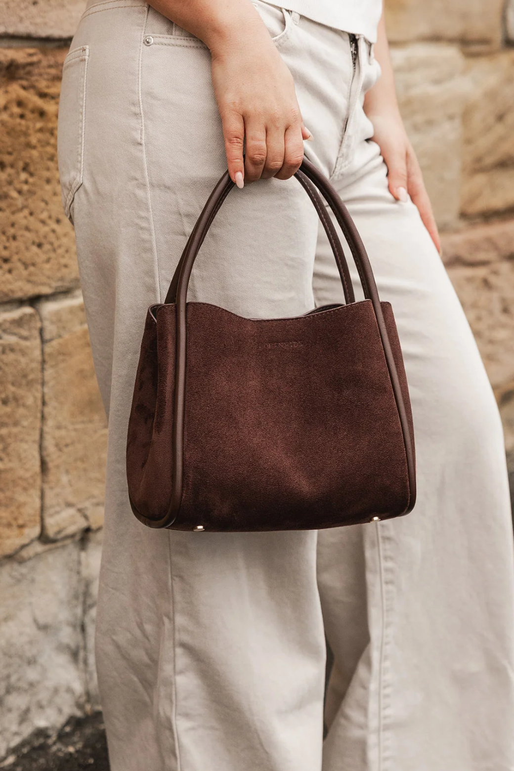 Louenhide Steffie Suedette Mini Tote Bag Chocolate