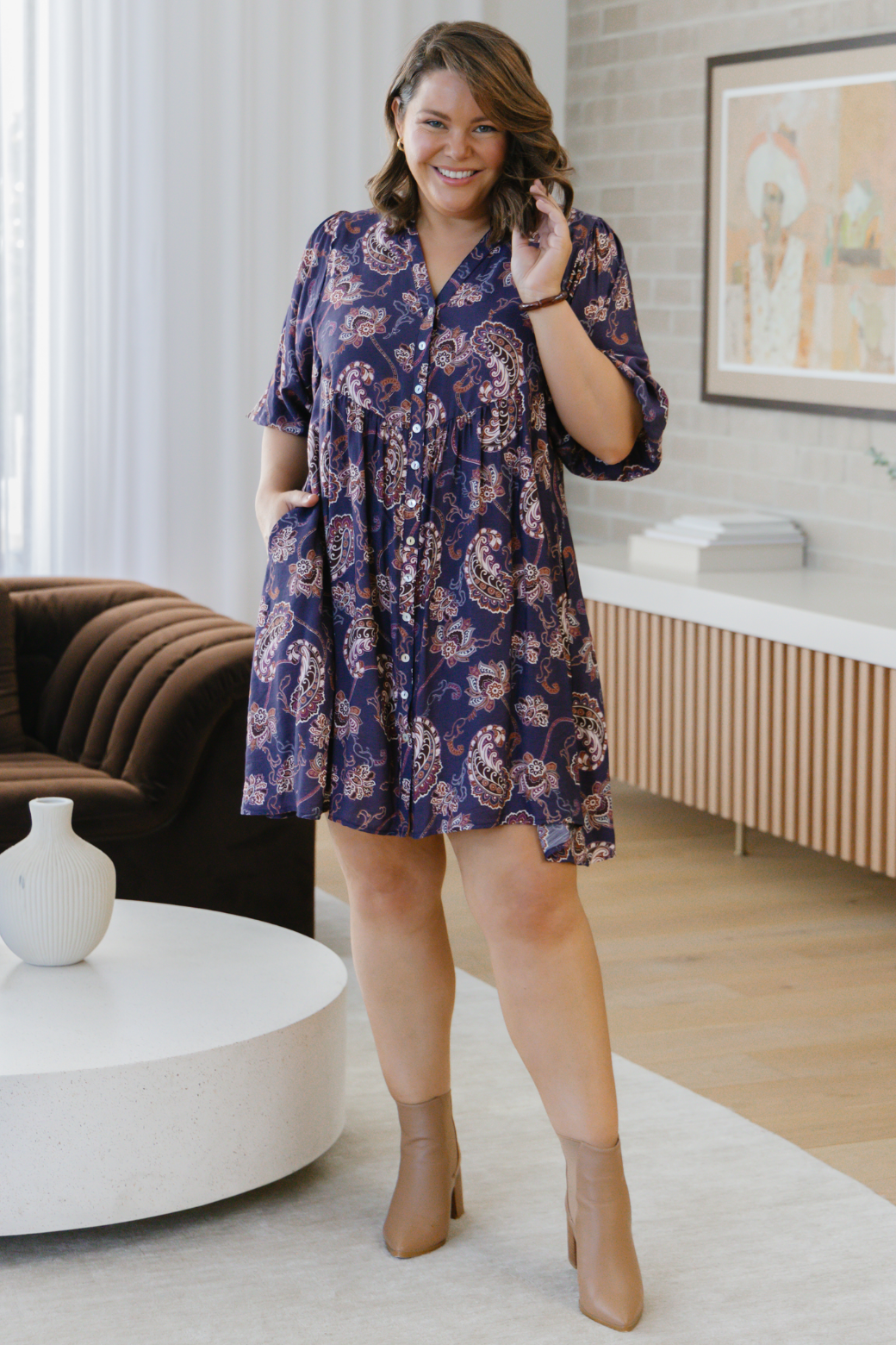 Louie Dress Pagonia Print Slate