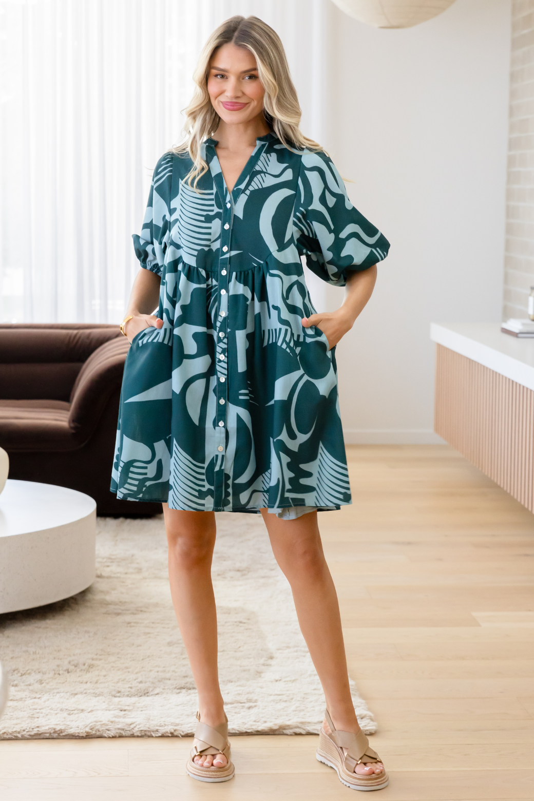 Louie Dress Santa Monica Print Green