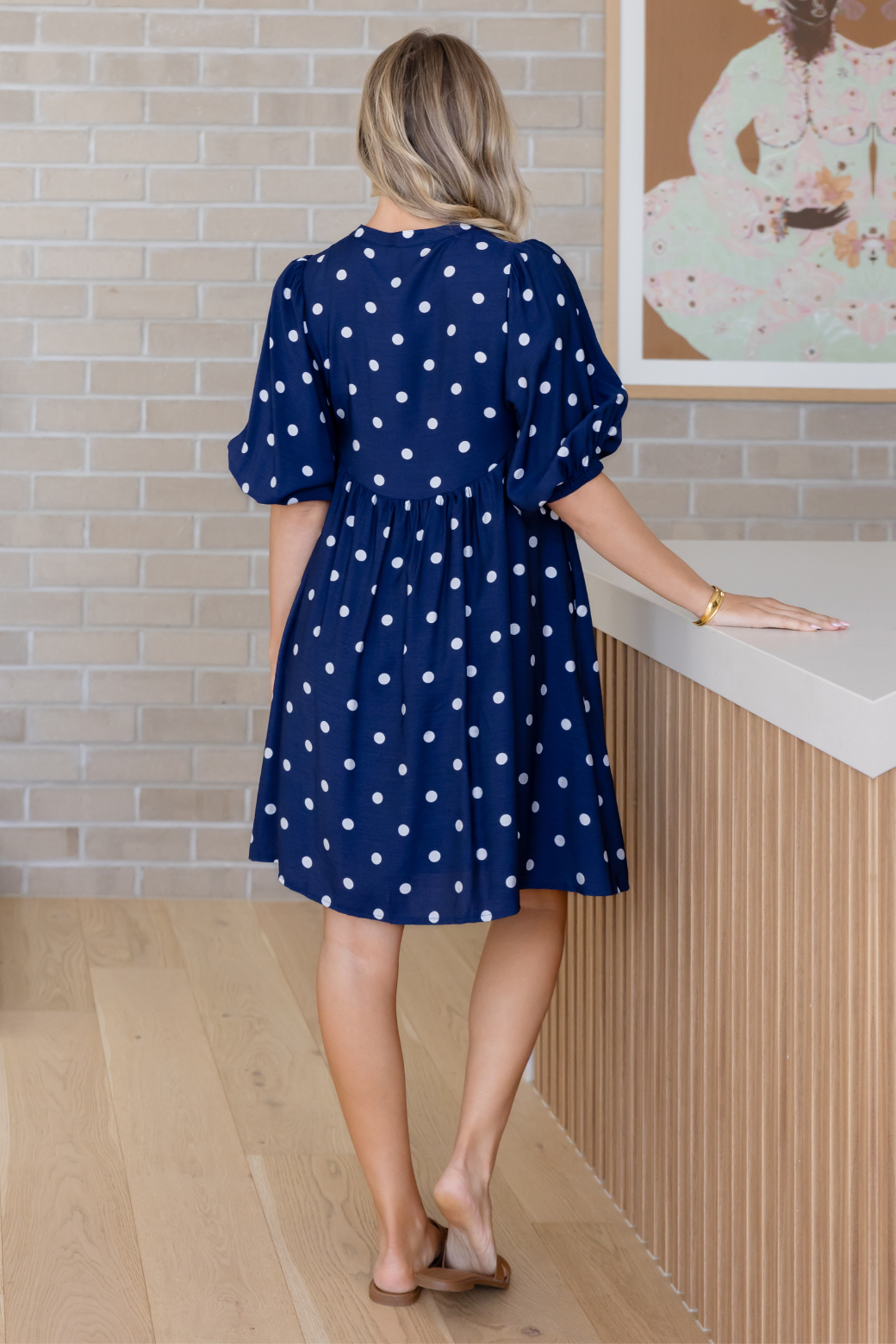 Louie Dress Navy Spot