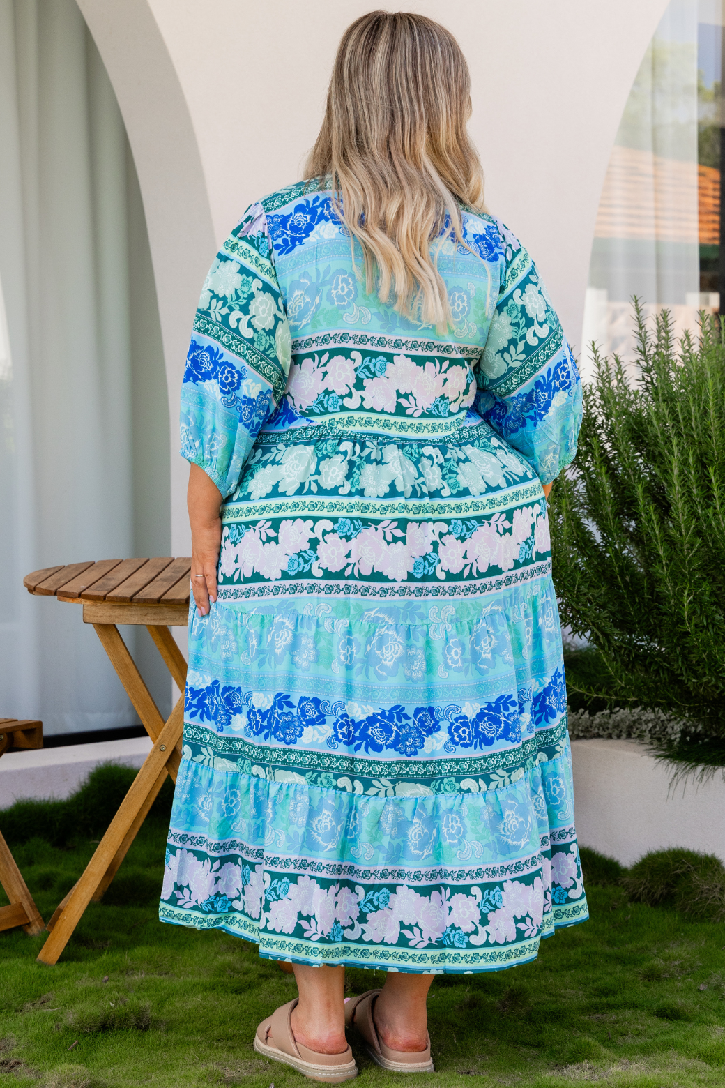 Louisa Midi Dress Peace Print Blue