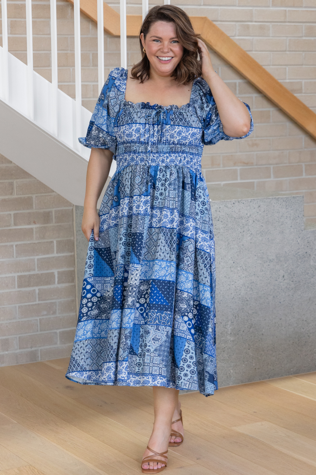 Lydia Midi Dress Blue Paisley