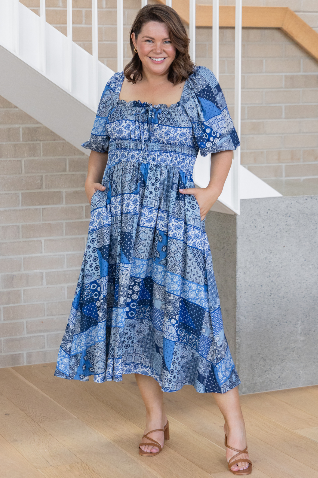 Lydia Midi Dress Blue Paisley
