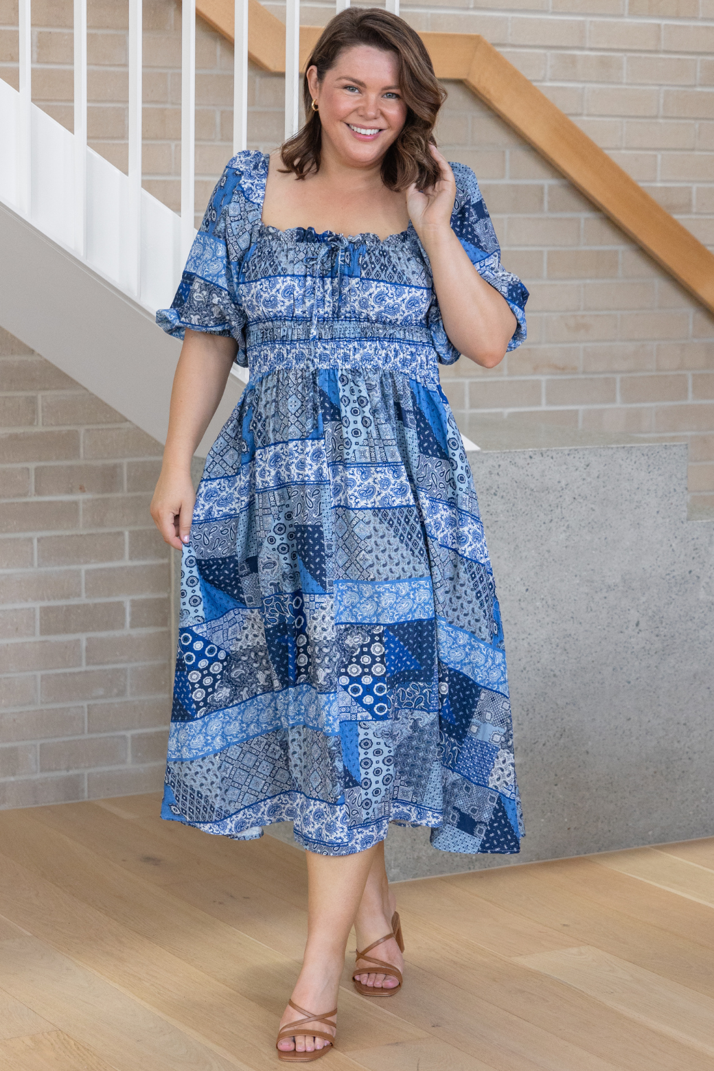Lydia Midi Dress Blue Paisley