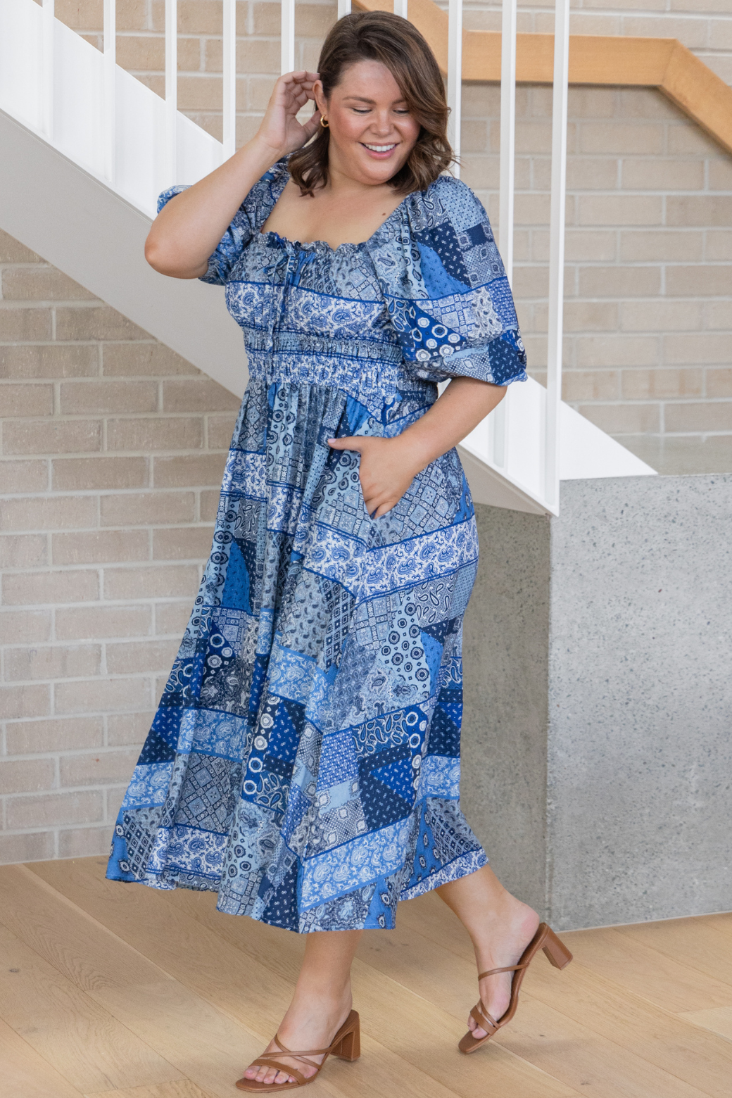 Lydia Midi Dress Blue Paisley