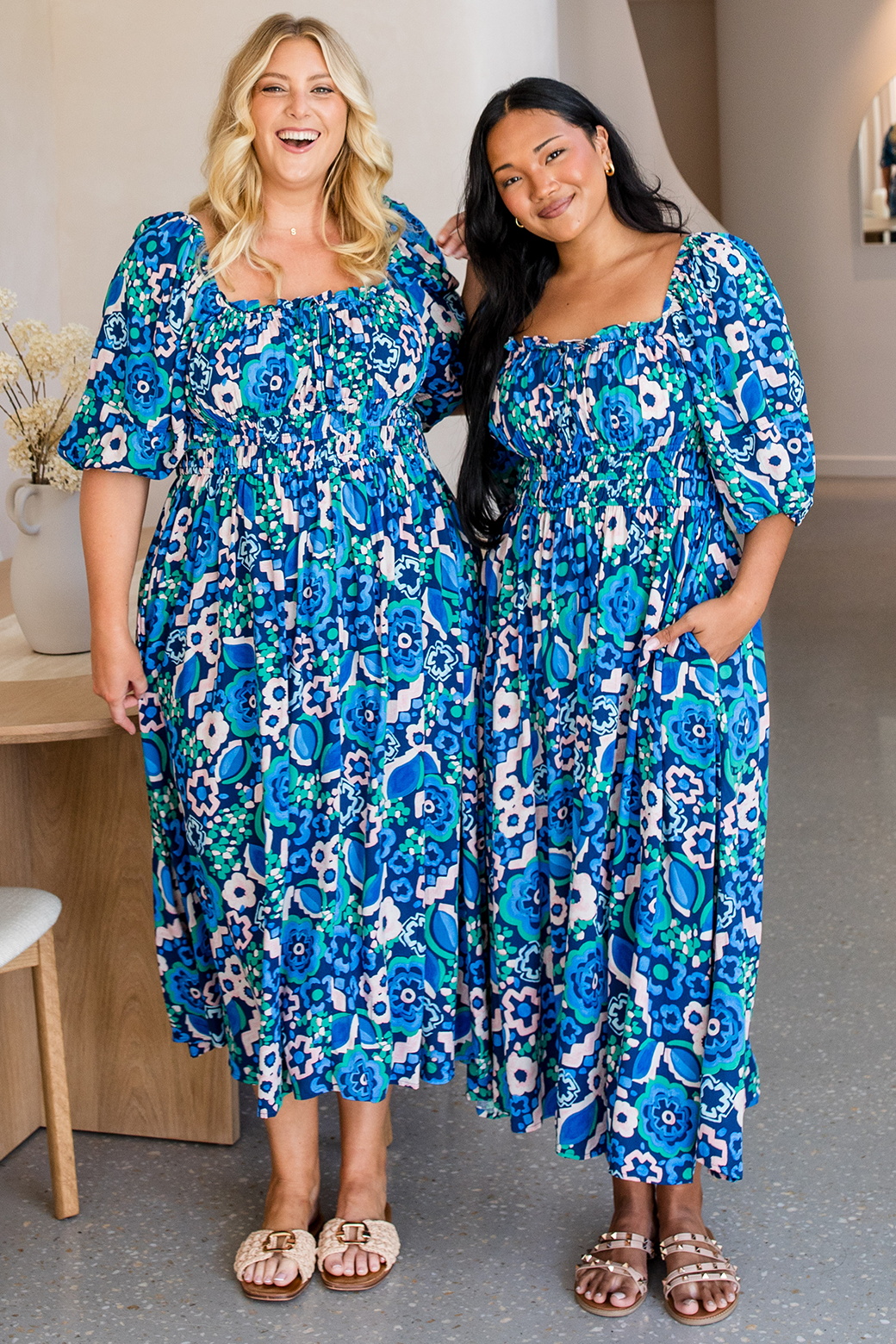 Lydia Midi Dress Discovery Print Blue Multi