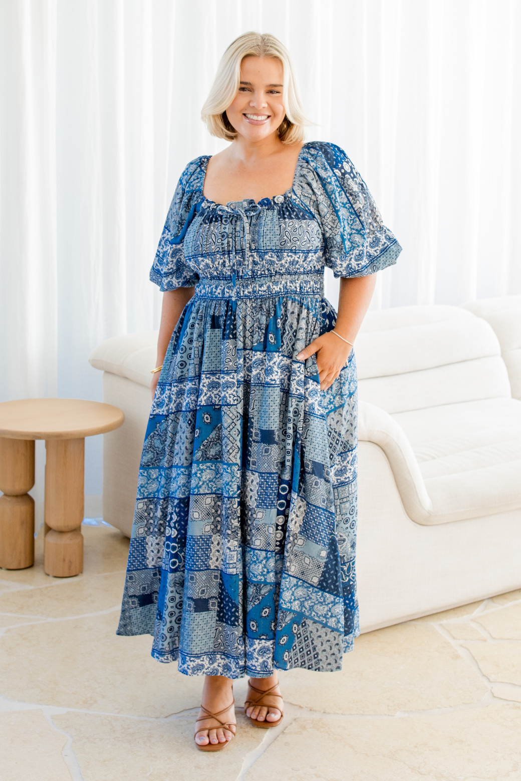Lydia Midi Dress Blue Paisley