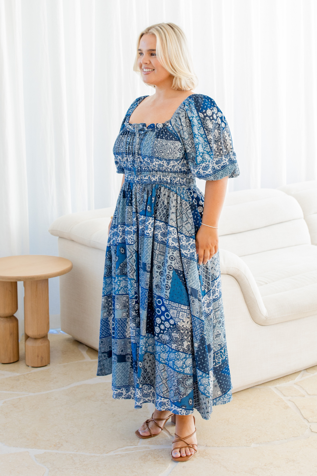 Lydia Midi Dress Blue Paisley