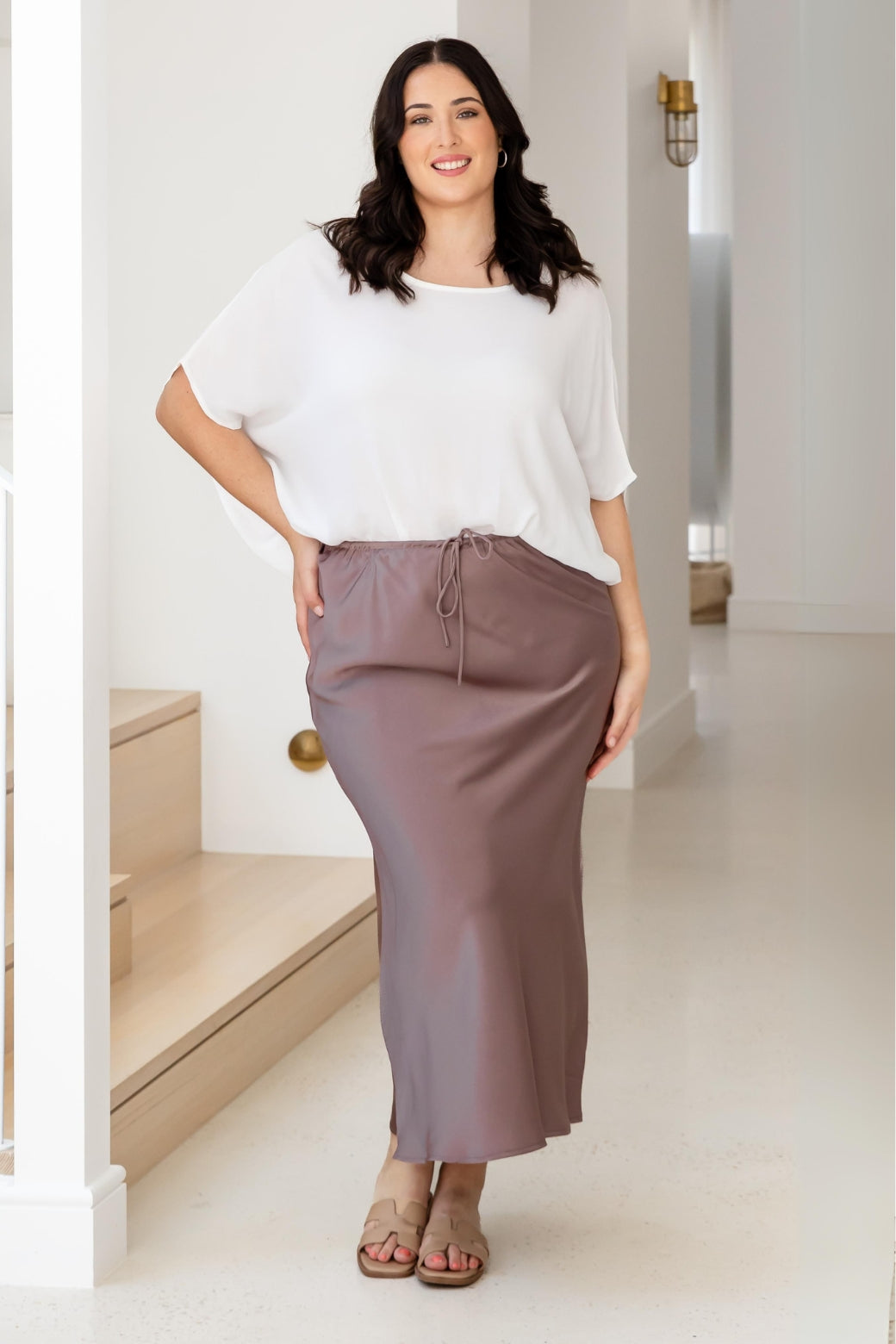 Final Sale l Lyla Bias Cut Maxi Skirt Mocha